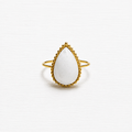 Anillo gota piedra blanca facetada
