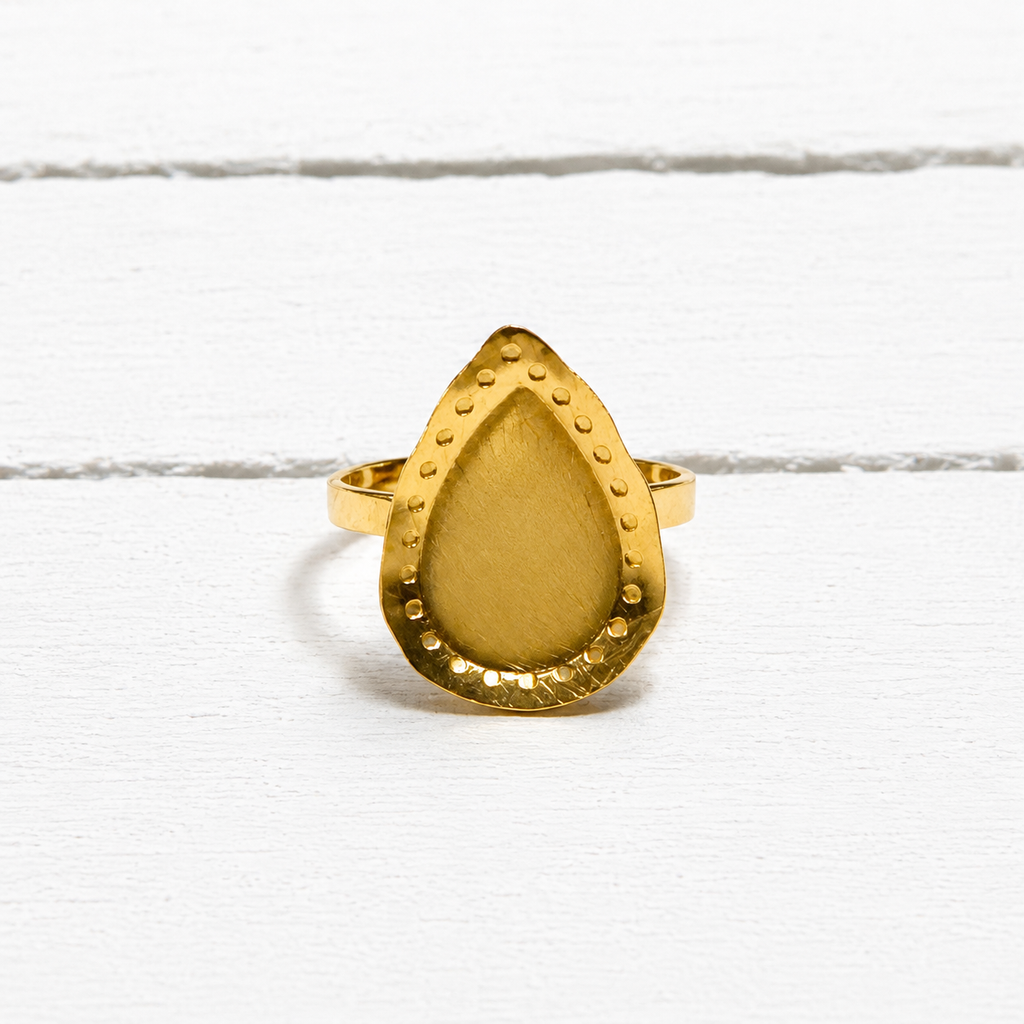 Anillo acero dorado mate gota
