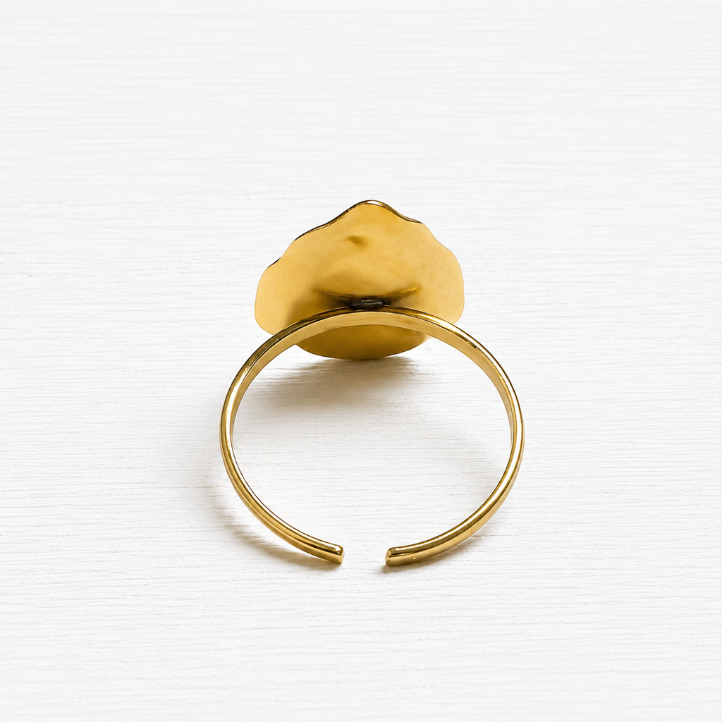 Anillo acero dorado mate gota