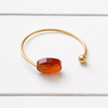 Anillo abierto acero dorado piedra Ámbar