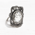 Anillo plateado cristal facetada Titanic