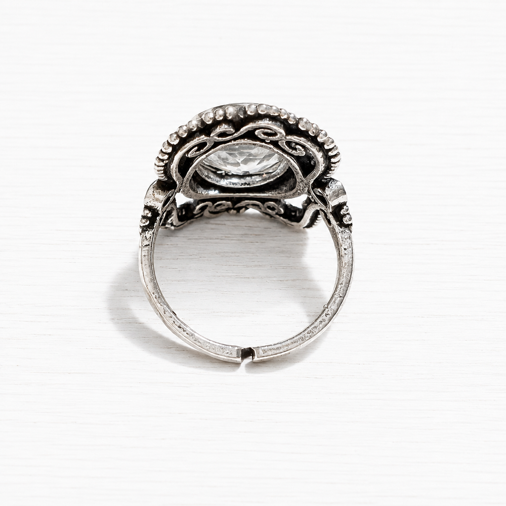 Anillo plateado cristal facetada Titanic