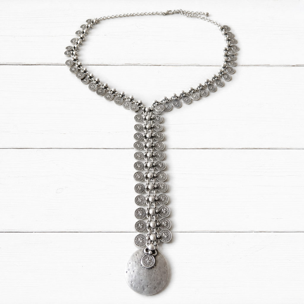 Gargantilla collar tribal monedas plateado