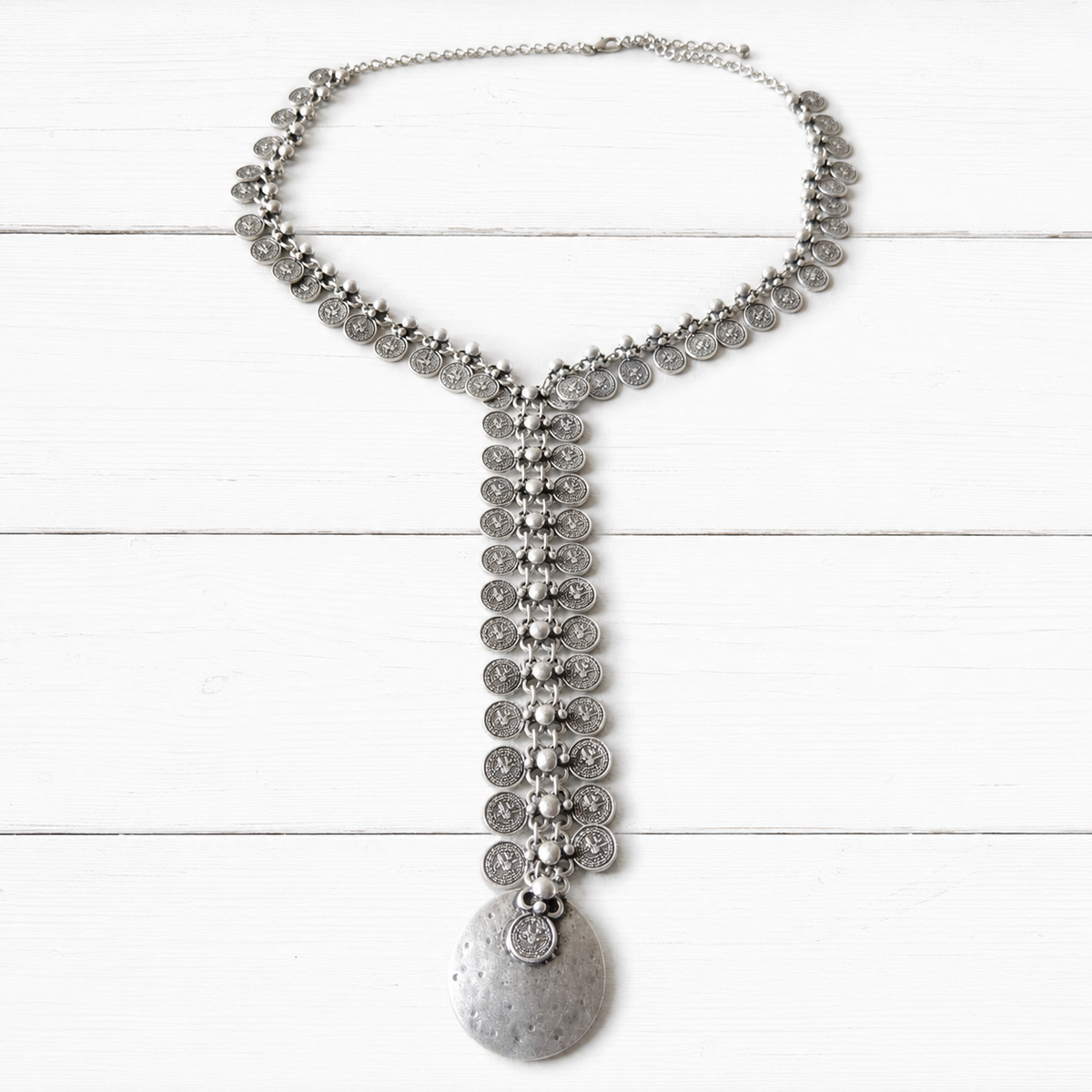 Gargantilla collar tribal monedas plateado