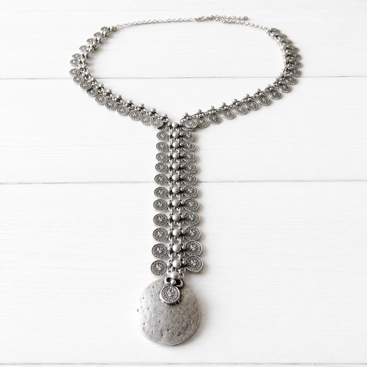 Gargantilla collar tribal monedas plateado