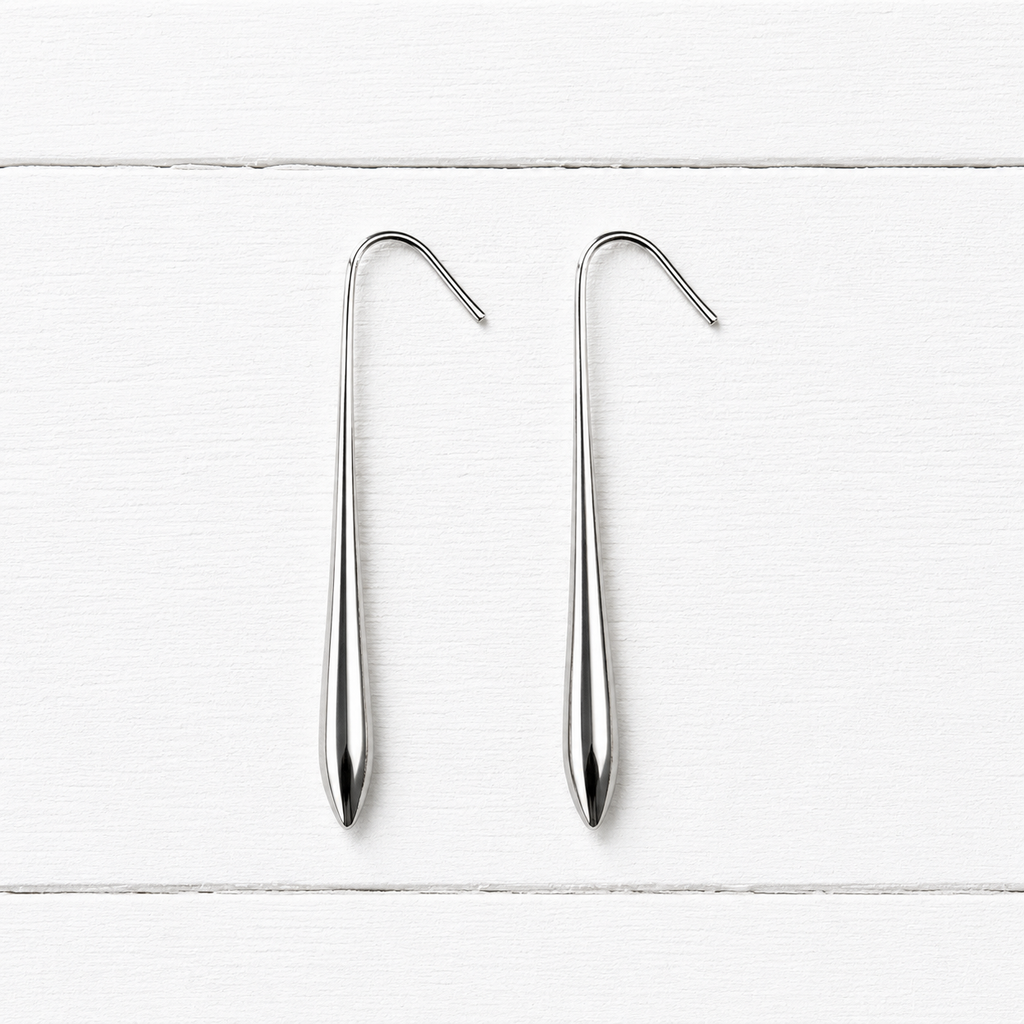 Pendientes gota acero plateada