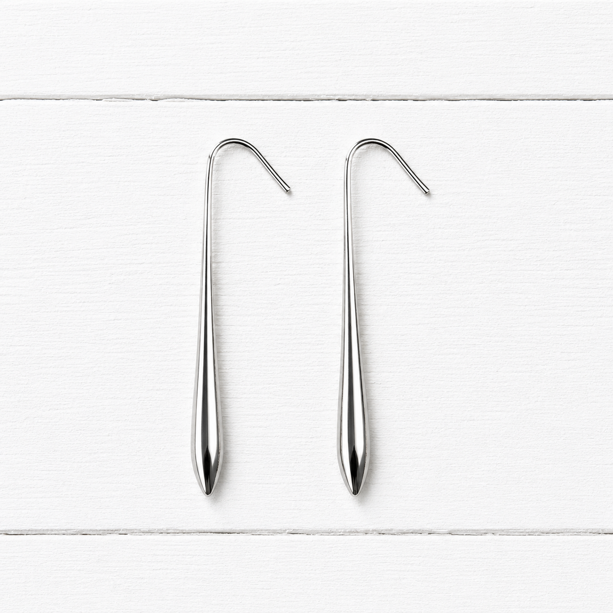 Pendientes gota acero plateada