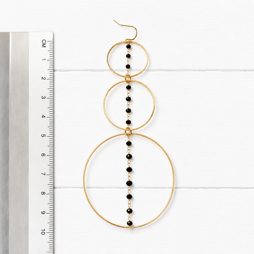 Pendientes triple aro cadena negro