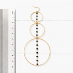 Pendientes triple aro cadena negro