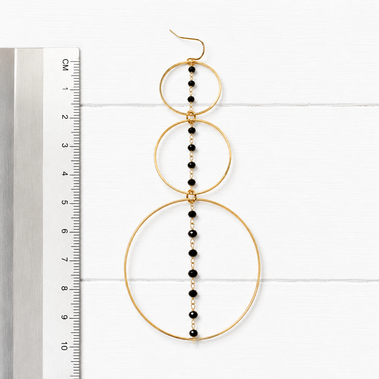 Pendientes triple aro cadena negro