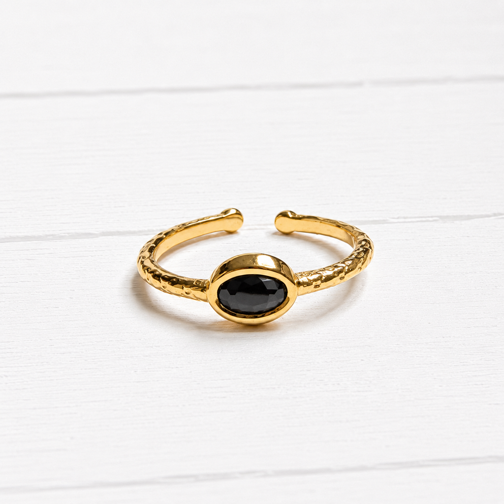 Anillo circonita fino negro