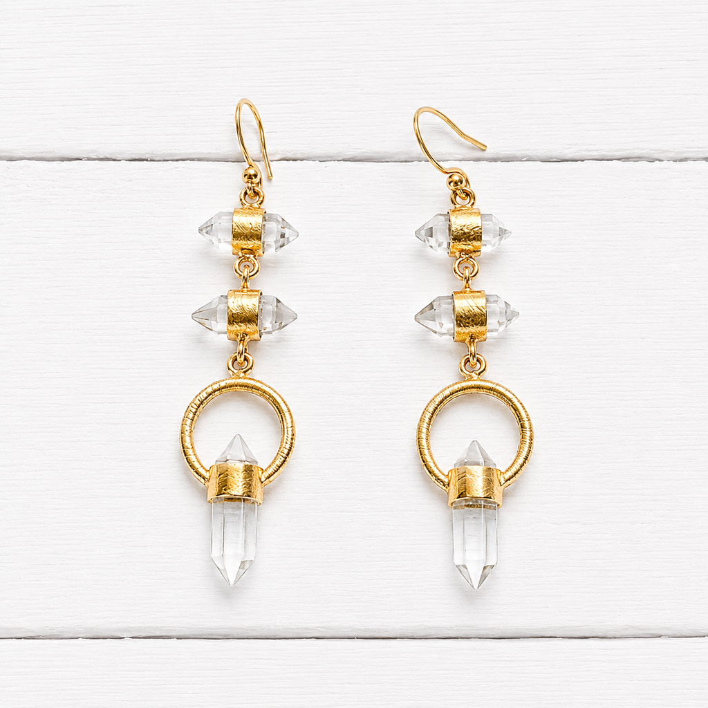 Pendientes doble cristal aro