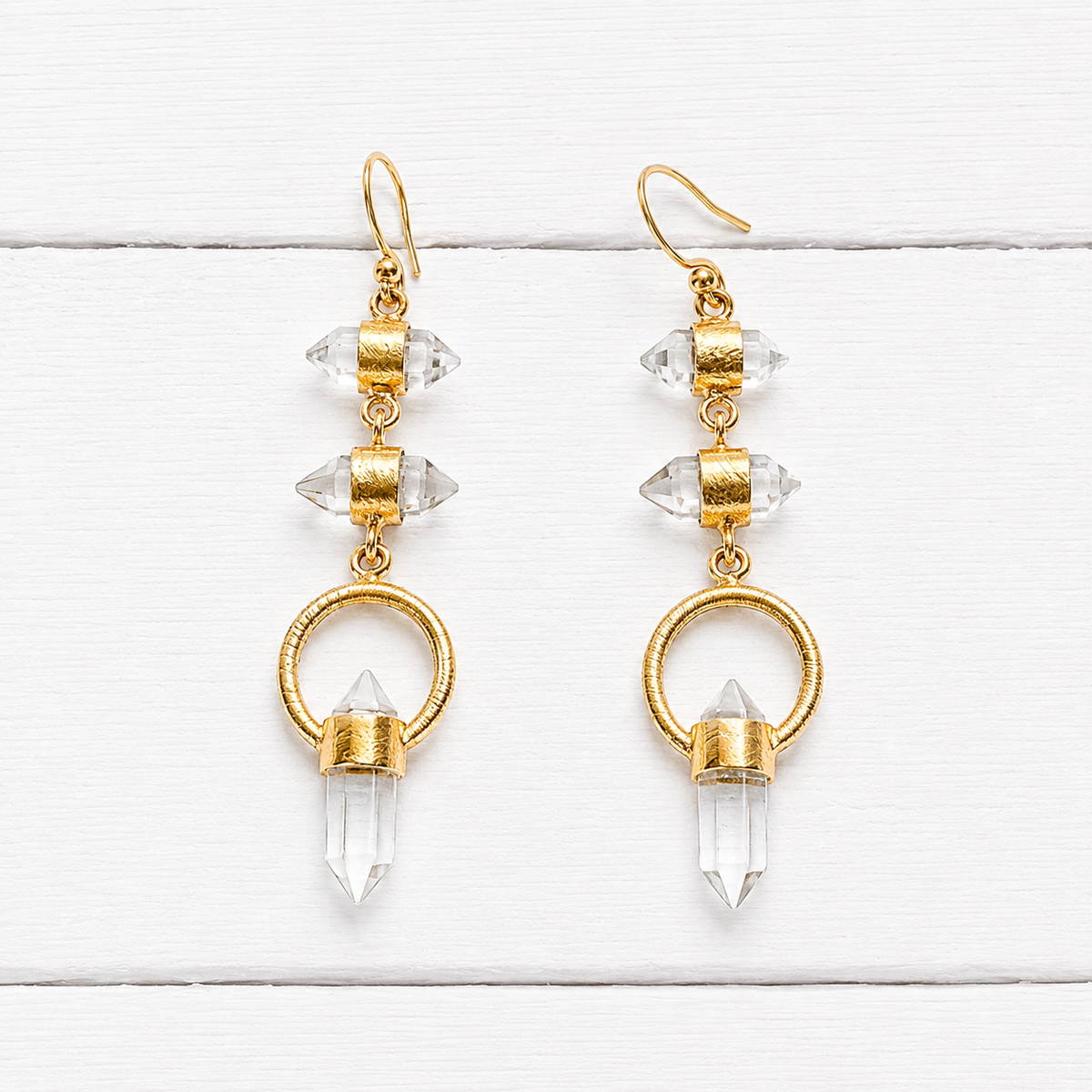 Pendientes doble cristal aro