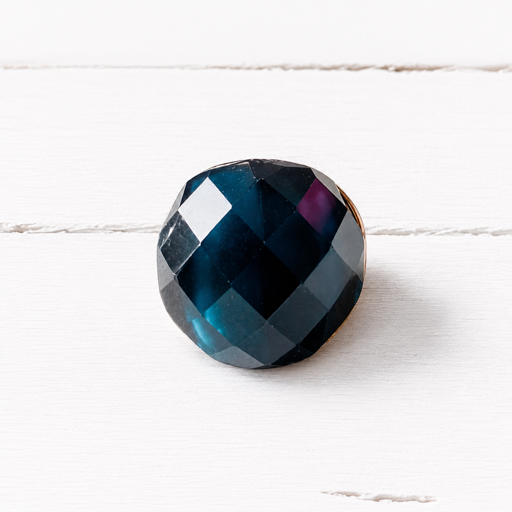 Anillo facetado azul plomo elástico