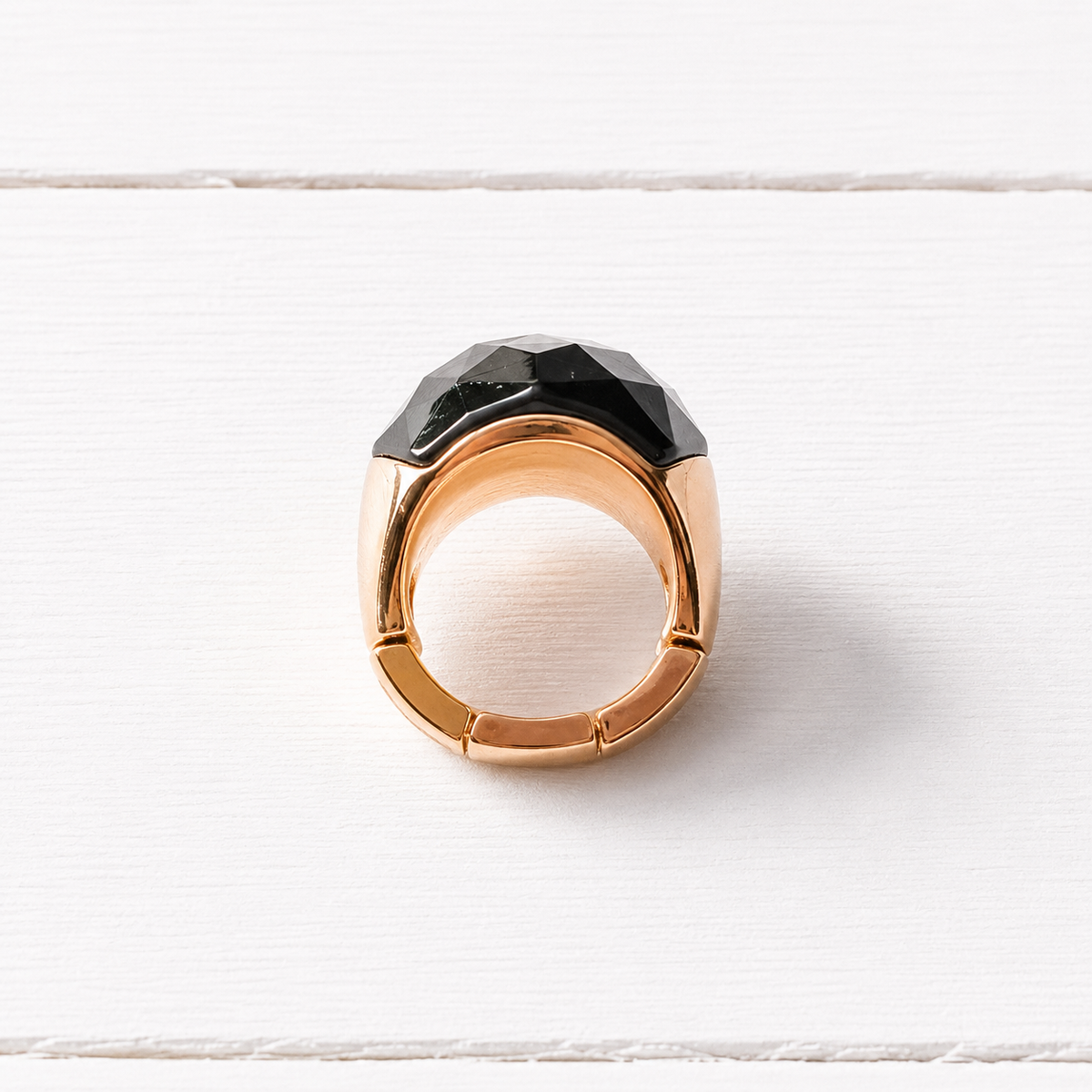 Anillo facetado azul plomo elástico