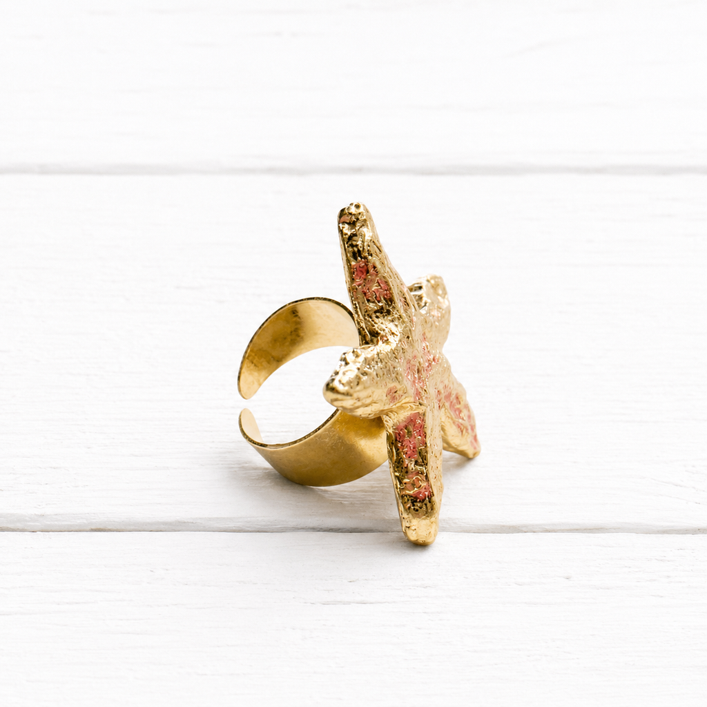 Anillo estrella dorada elástico