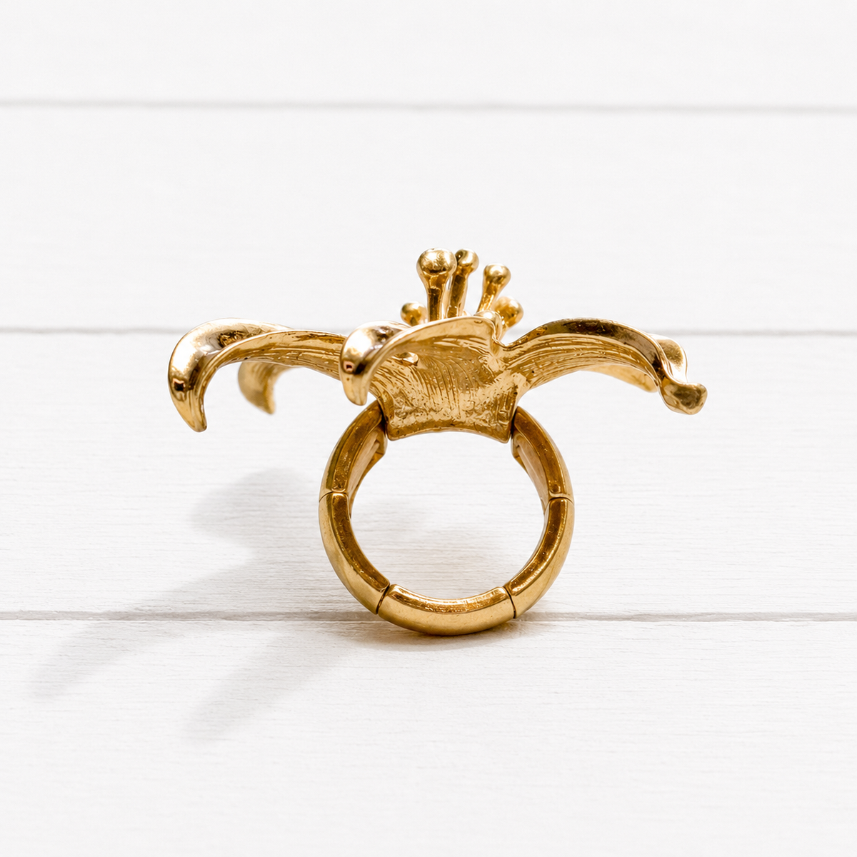 Anillo flor metal XL elástico