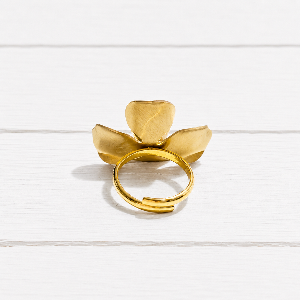 Anillo flor cuatro pétalos