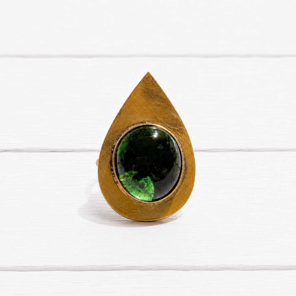 Anillo gota bronce verde