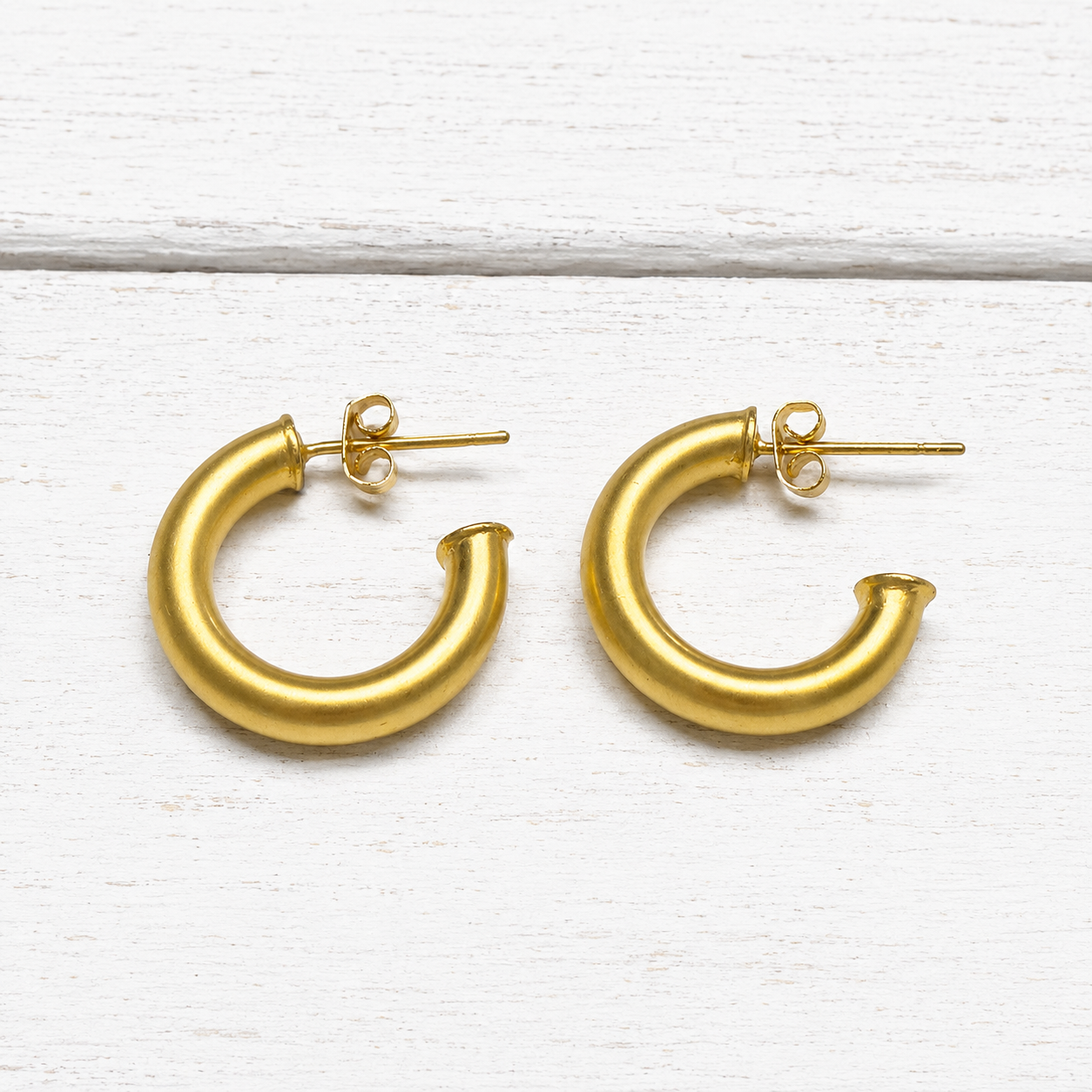 Pendientes aro dorado mate 2cm