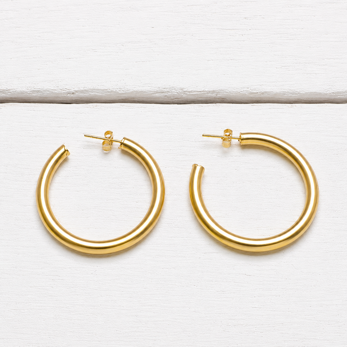Pendientes aro dorado mate 4cm