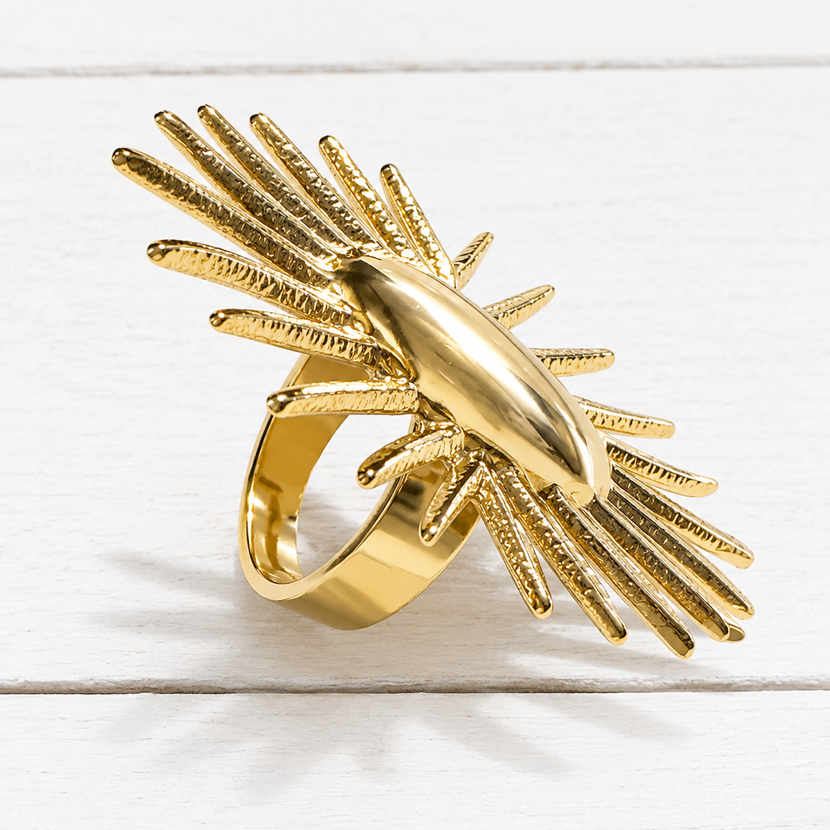 Anillo acero dorado sol XL