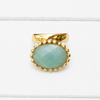Anillo pedrusco enmarcado amazonita