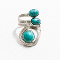 Anillo latón plateado mix turquesa