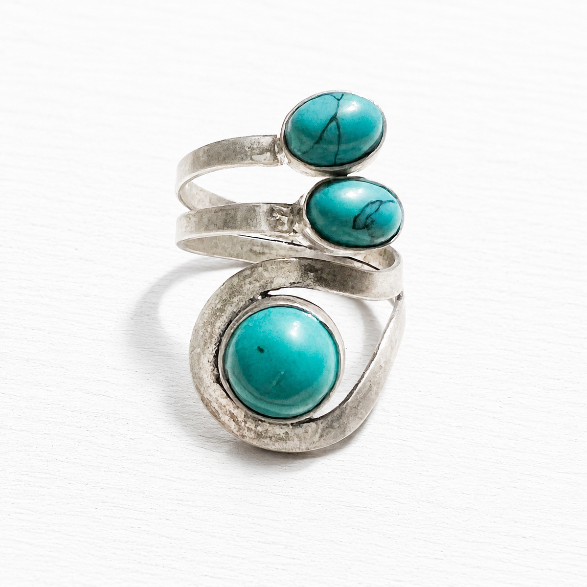 Anillo latón plateado mix turquesa