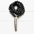 Collar pieza franjas semillas negro