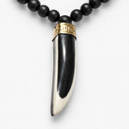 Collar pieza franjas semillas negro