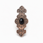 Anillo zamak plateado tribal piedra negra