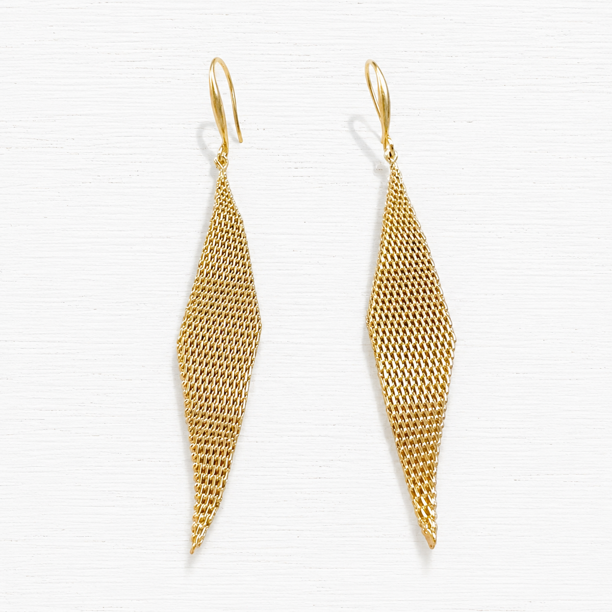 Pendientes malla rombo dorado