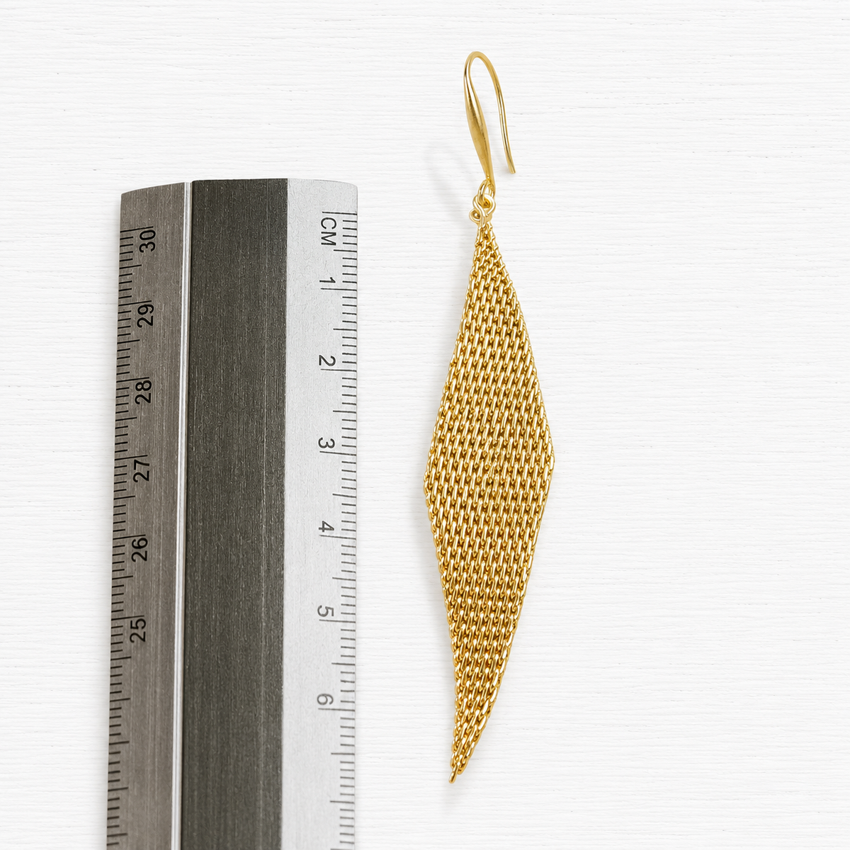 Pendientes malla rombo dorado