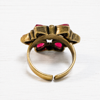 Anillo latón dorado piedra granate