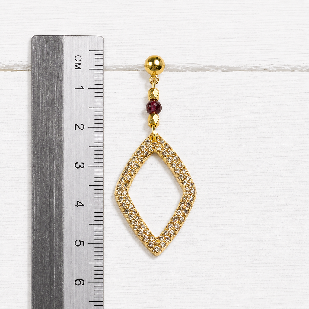Pendientes rombo piedra granate