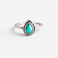 Anillo latón plateado gota turquesa