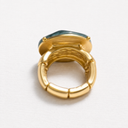 Anillo metal dorado resina verde elástico