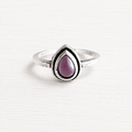 Anillo latón plateado gota morada