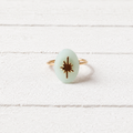 Anillo estrella agua oval