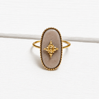 Anillo acero rectangular piedra rodocrosita