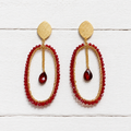 Pendientes aro oval rojo