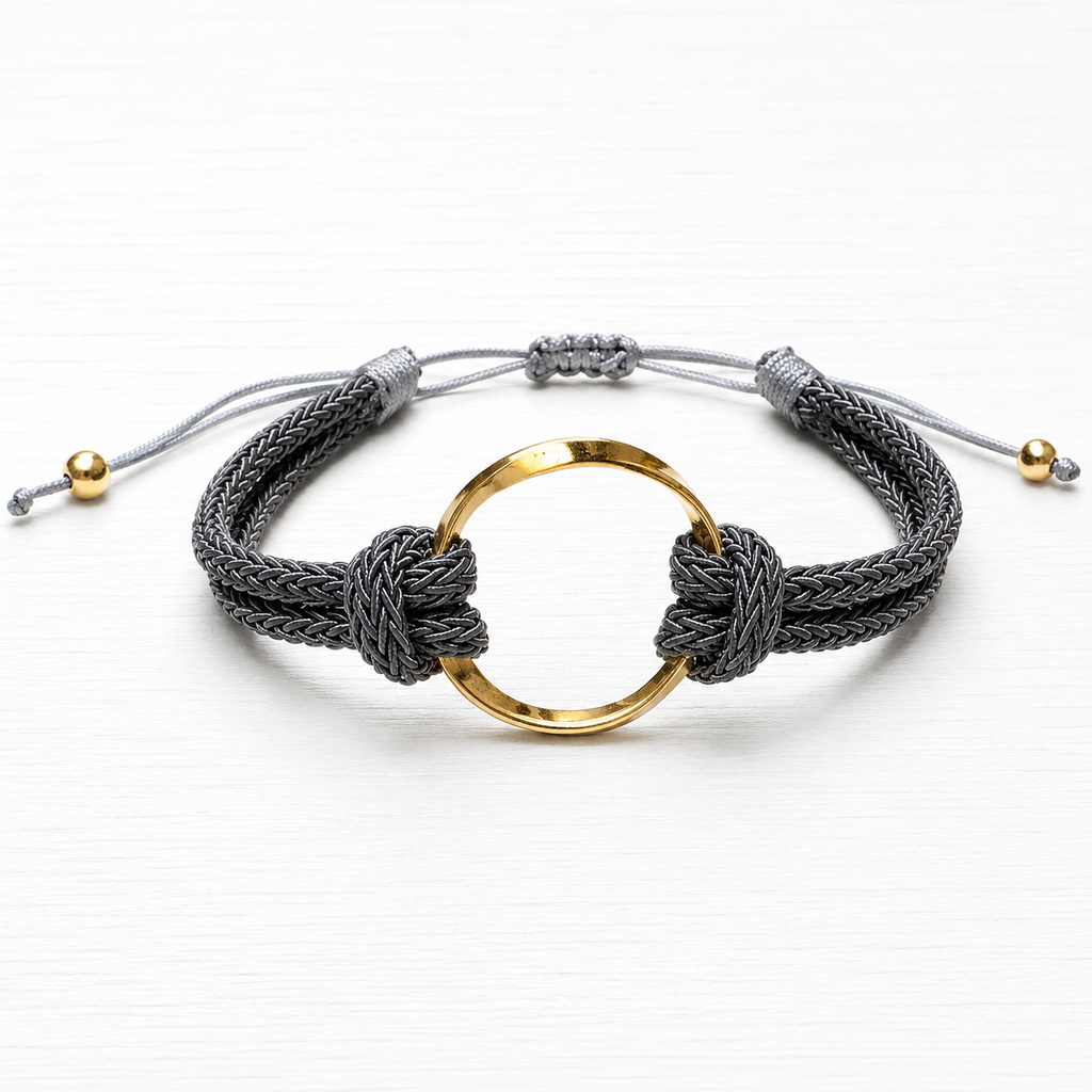 Pulsera aro acero dorado gris