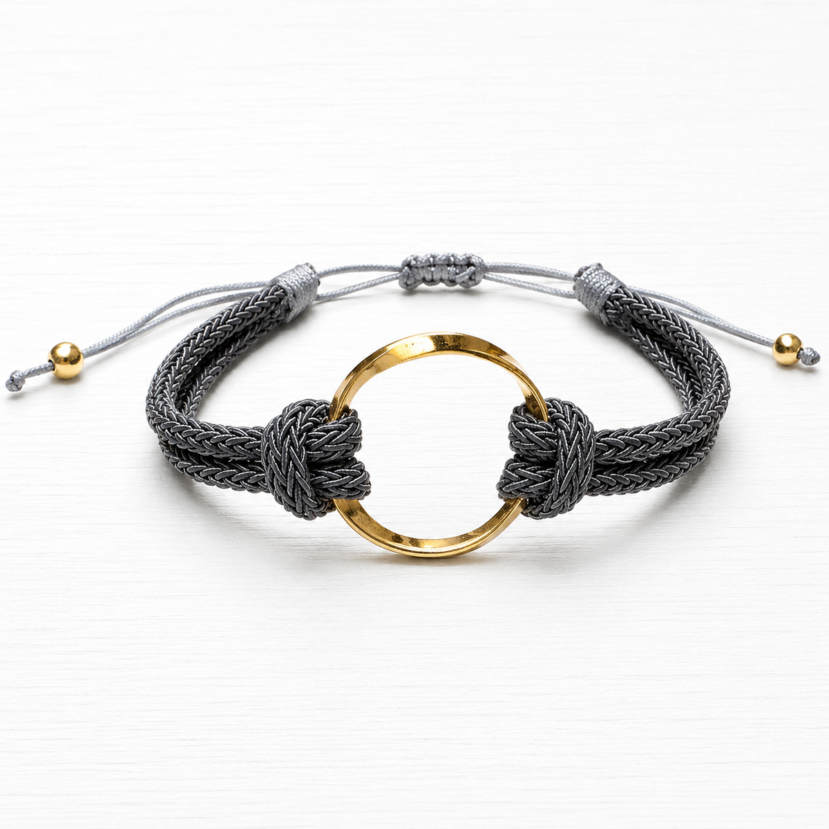 Pulsera aro acero dorado gris