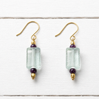 Pendientes vidrio azul dorados