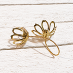 Anillo acero dorado doble flor
