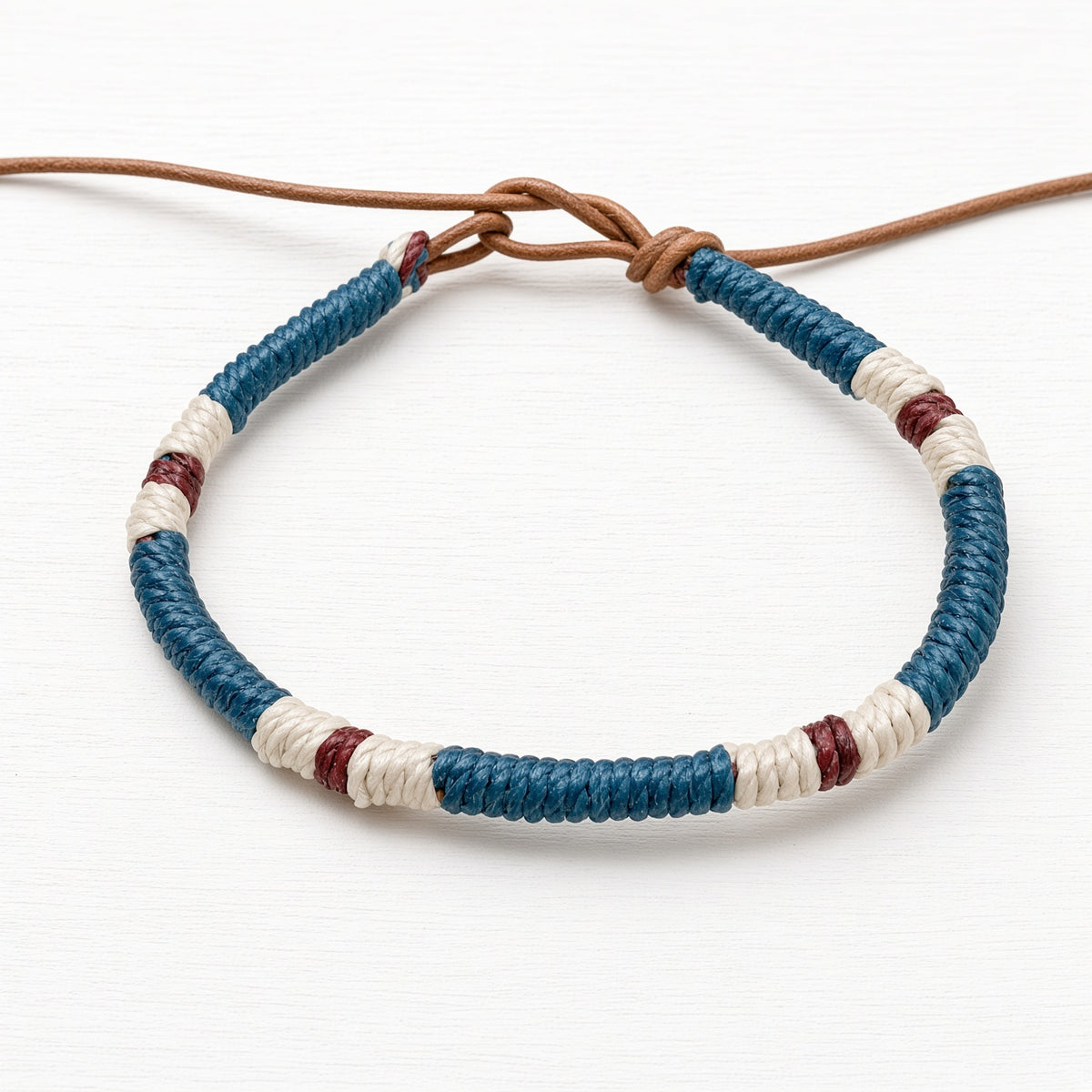 Pulsera cuero azul plomo