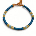 Pulsera cuero dorado plomo y azul
